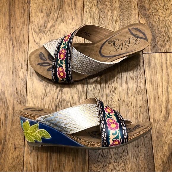 Corkys Shoes Elite By Corkys Cula Multicolor Floral Motif Leather